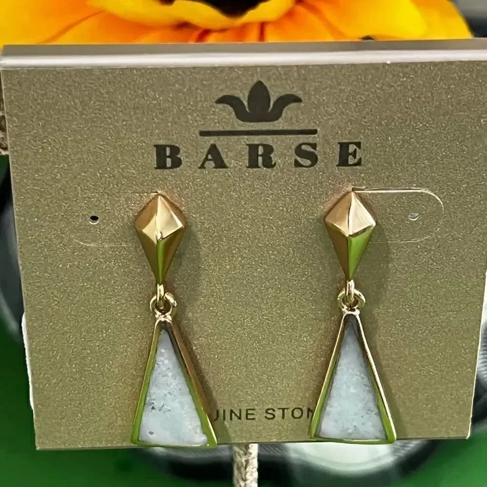 NWT Barse Genuine Earrings Amazonite & Gold Earrings #BJ
